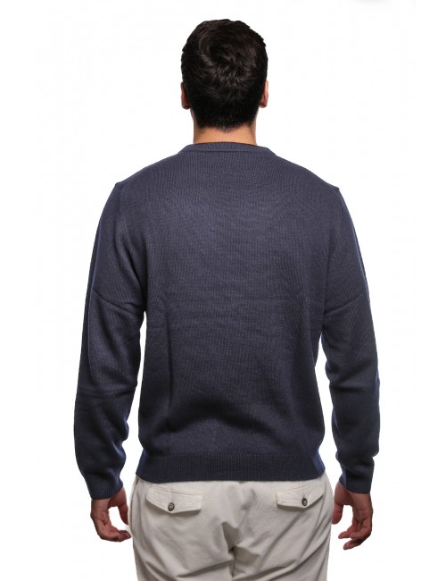 maglione socks burger and fries UOMO 07 NAVY BLUE - BFK44102 vista posteriore indossato