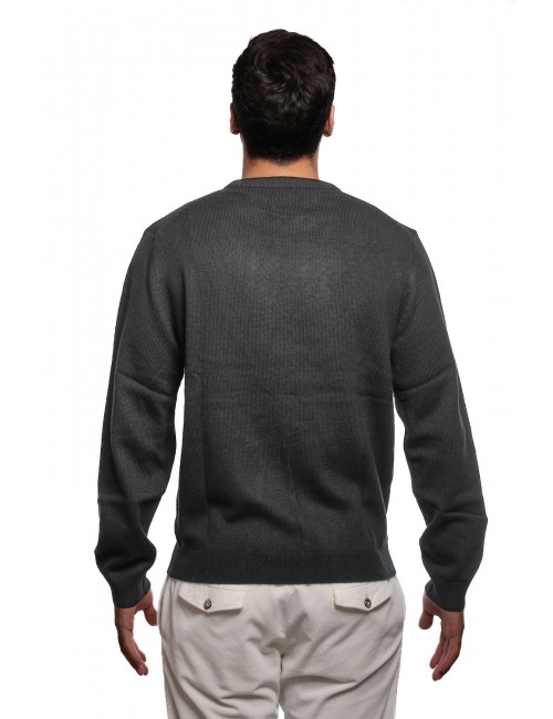 maglione socks burger and fries UOMO 11 NERO - BFK44110 vista posteriore indossato