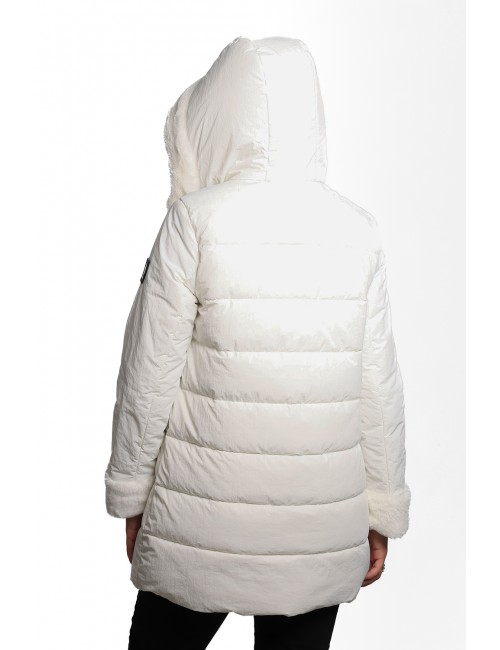 giubbino lungo refrigue DONNA BIANCO SPORCO CLOUD - 2821O00045 - JACKET HEDEN vista posteriore indossato
