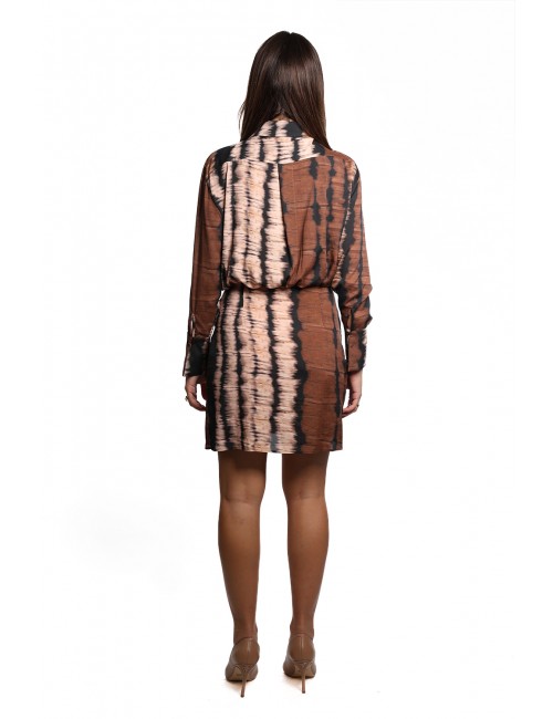 abito jijil DONNA MULTICOLORE TIE COFFEE - JPI24AB242 vista posteriore indossato