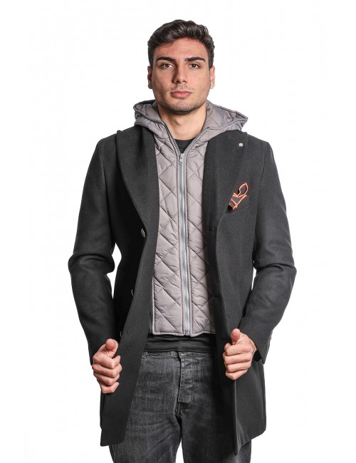 cappotto bharnaba philosophy UOMO NERO - NIGERIA - CP-2010GB vista frontale indossato