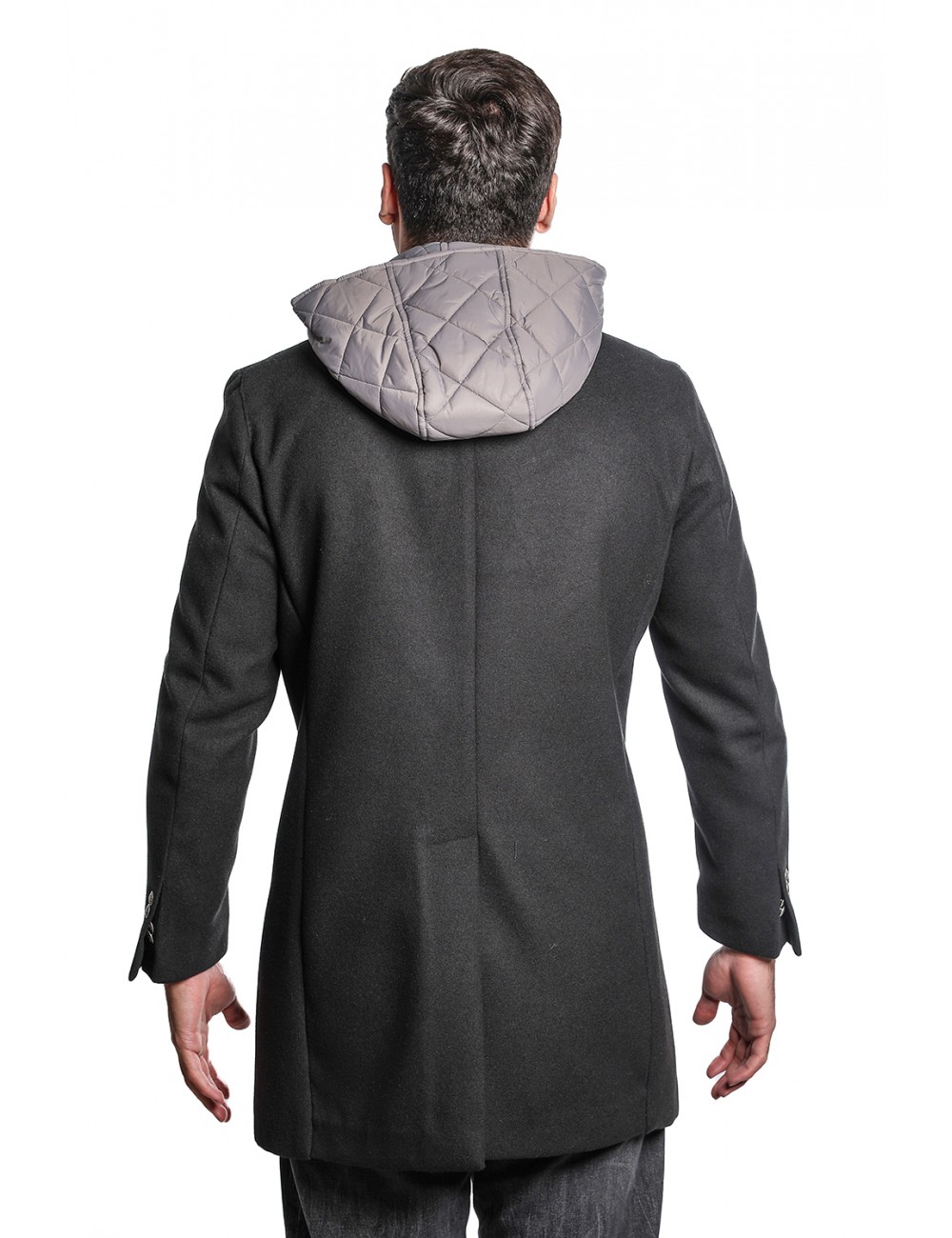 cappotto bharnaba philosophy UOMO NERO - NIGERIA - CP-2010GB vista posteriore indossato