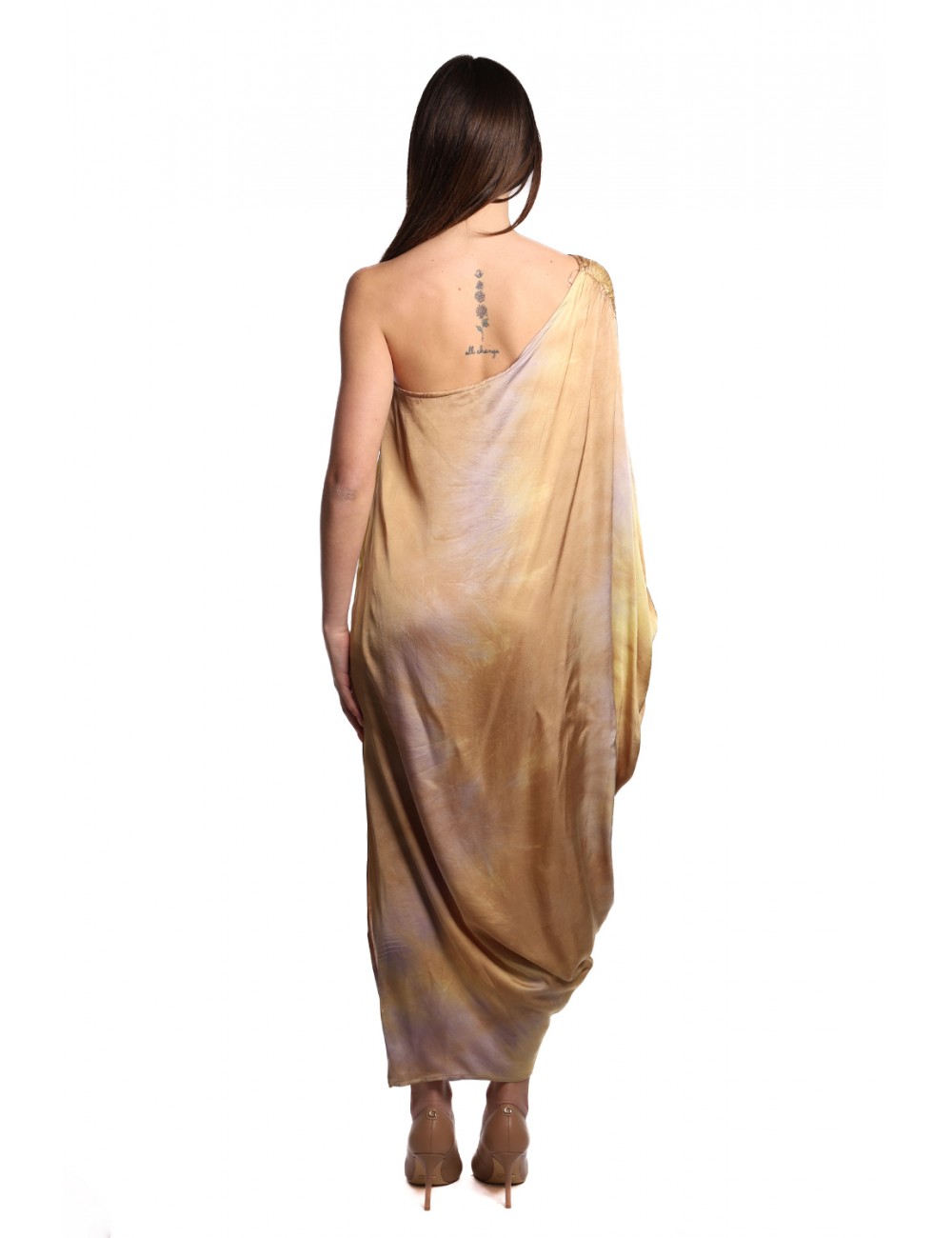 abito lungo jijil DONNA MULTICOLORE 1494 NUVOLATO CAMMELLO/VIOLA - JPE25AB207 vista posteriore