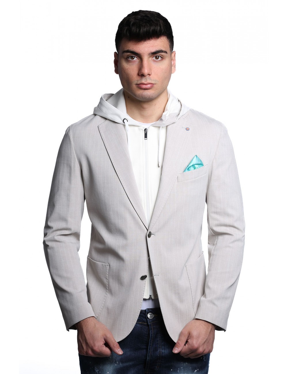 giacca bharnaba philosophy UOMO GRIGIO CHIARO PERLA - AMARANTO - GKS992CP vista frontale