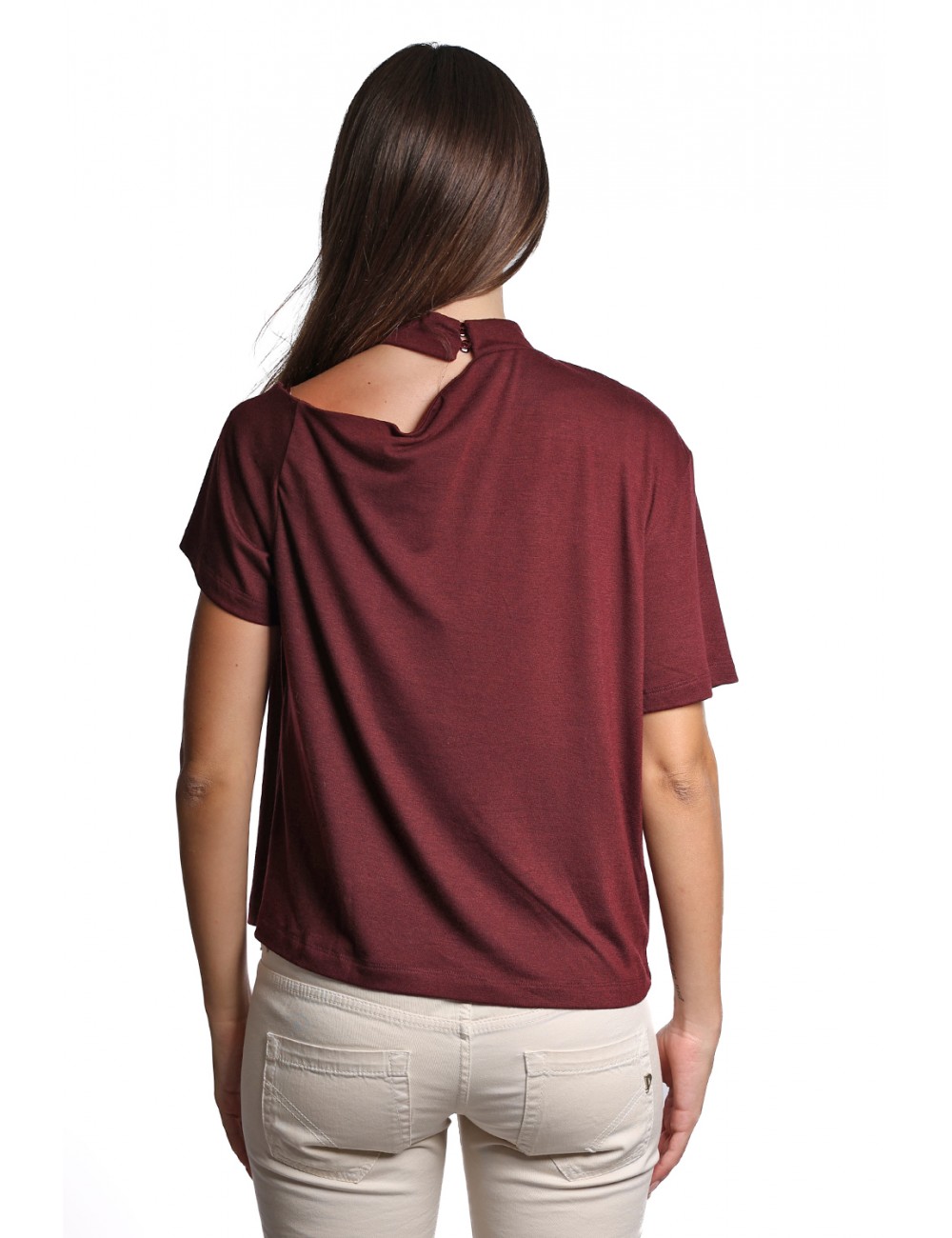 t-shirt jijil DONNA BORDEAUX 1349 DARK WINE - JPI24TS320 vista frontale