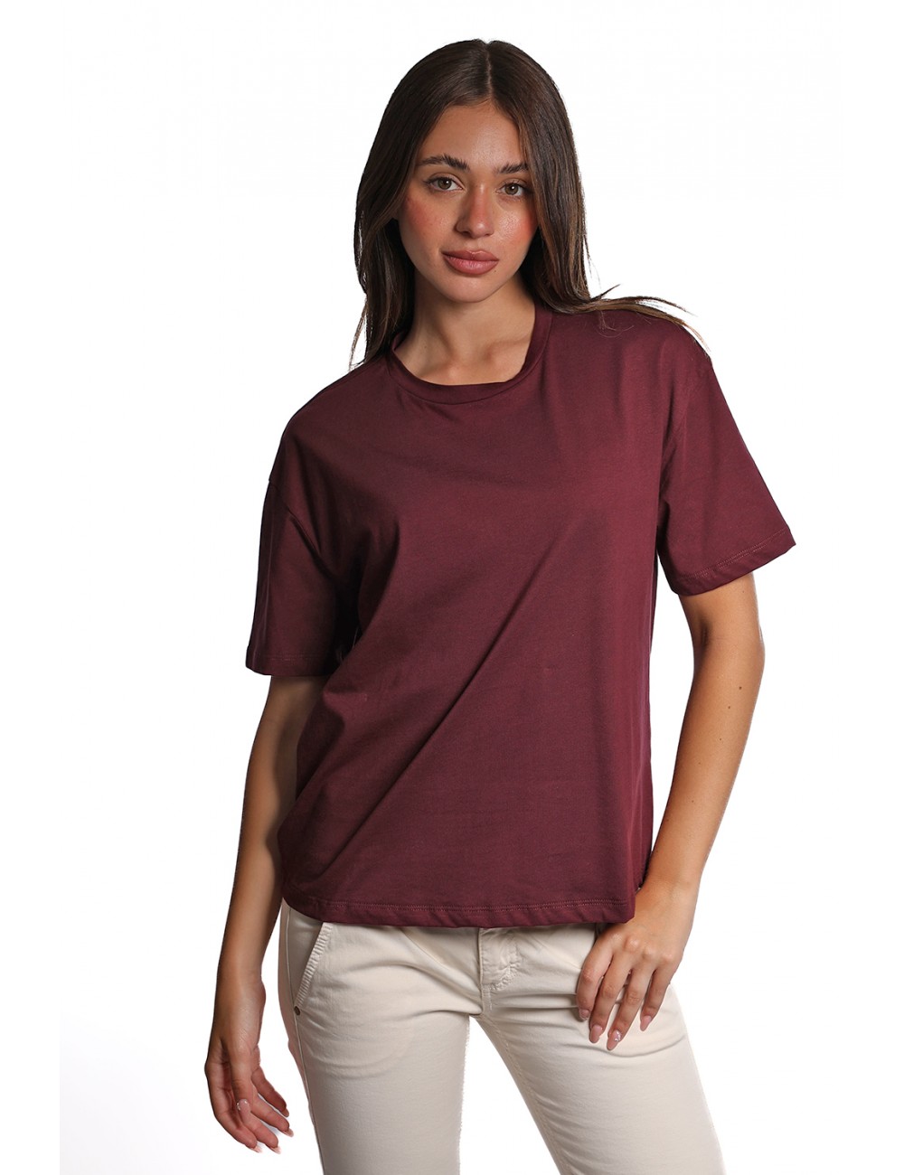 t-shirt jijil DONNA BORDEAUX 1349 DARK WINE - JPI24TS319 vista frontale