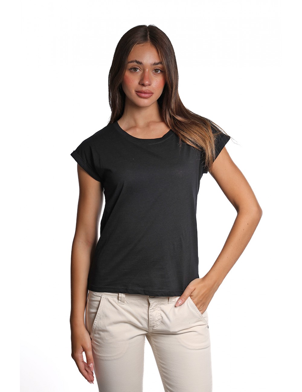 t-shirt censured DONNA BLACK - TW 6455 T JSLU 90 vista frontale