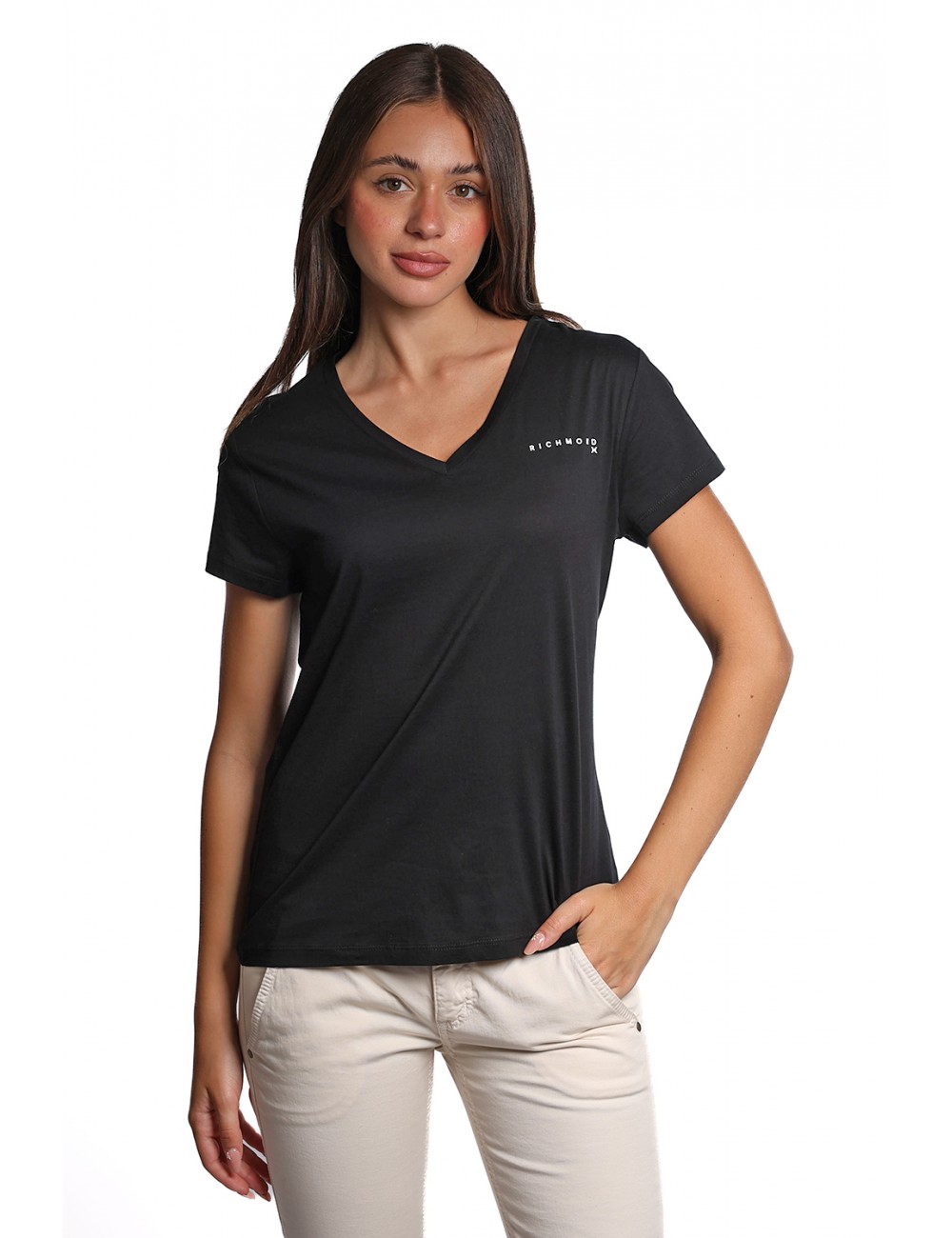 t-shirt john richmond DONNA BLACK - UWP25098TS SDL vista frontale