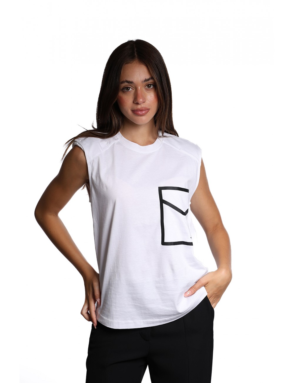 t-shirt jijil DONNA 0088 BIANCA E NERA - JPE23TS443 vista frontale