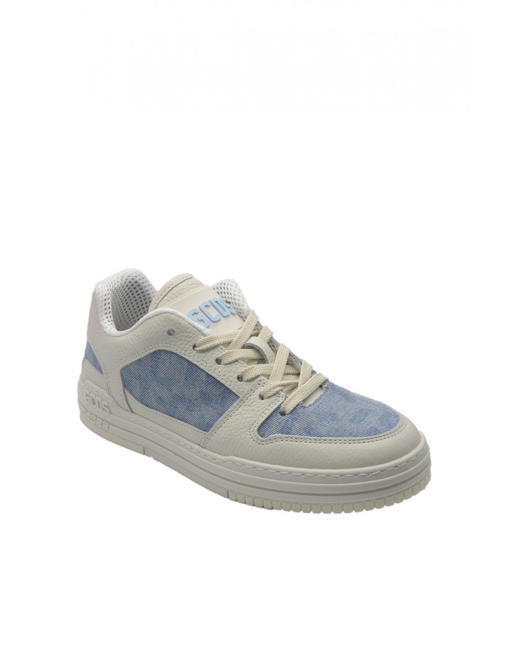 scarpe gcds UOMO AVORIO E AZZURRE MILK/BLUE JEANS - GCU1011 460 vista laterale