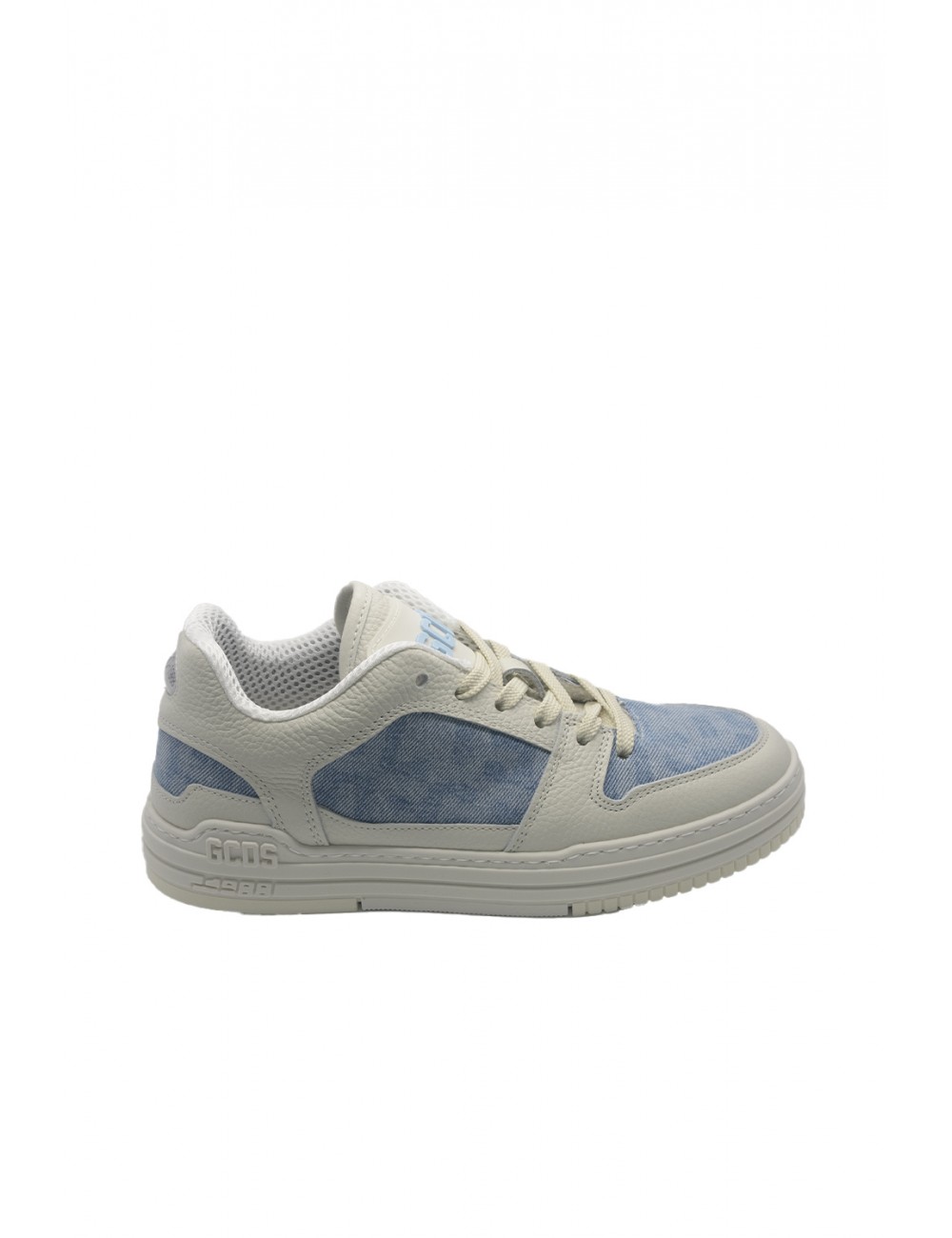 scarpe gcds UOMO AVORIO E AZZURRE MILK/BLUE JEANS - GCU1011 460 vista laterale