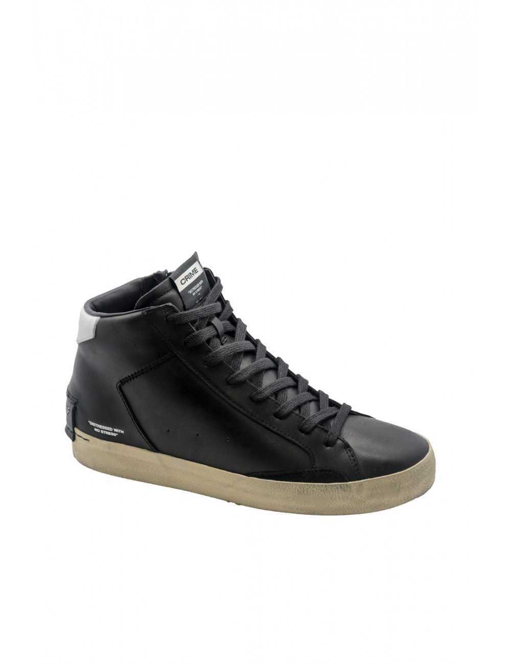 scarpe alte crime london UOMO NERE - DISTRESSED HIGH - 18070AA6.20 vista laterale