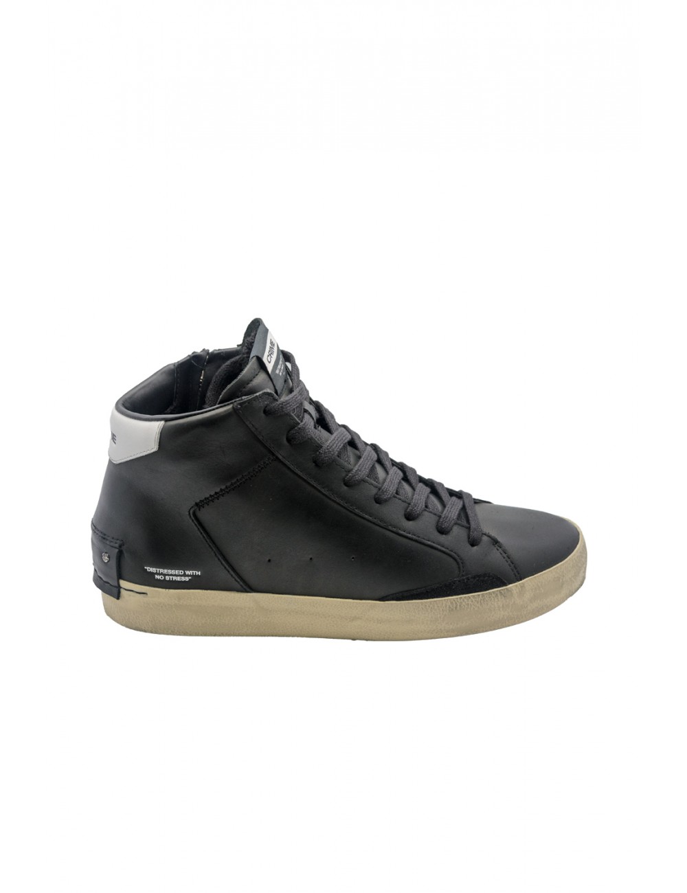 scarpe alte crime london UOMO NERE - DISTRESSED HIGH - 18070AA6.20 vista laterale