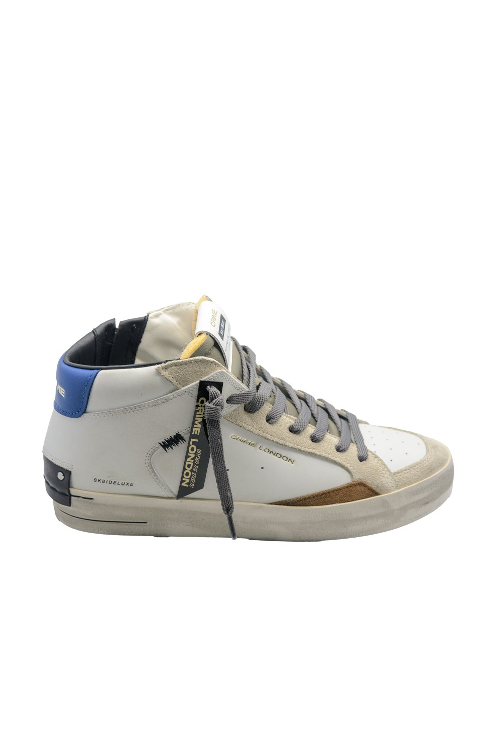 SCARPE ALTE CRIME LONDON UOMO BIANCHE SK8 DELUXE MID