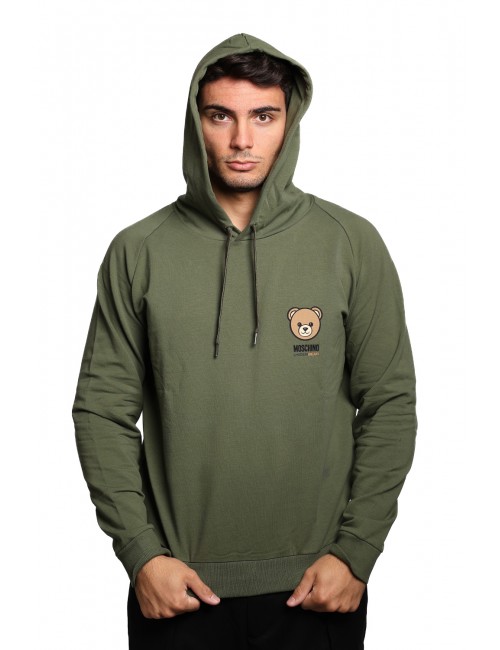 felpa moschino UOMO VERDE MILITARE 0429 - V1A1705 - 4413 vista frontale cappuccio
