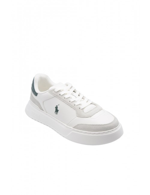 scarpe polo ralph lauren UOMO BIANCHE E VERDI WHITE/FOREST - RLITE SPORT-SK-LTL vista frontale