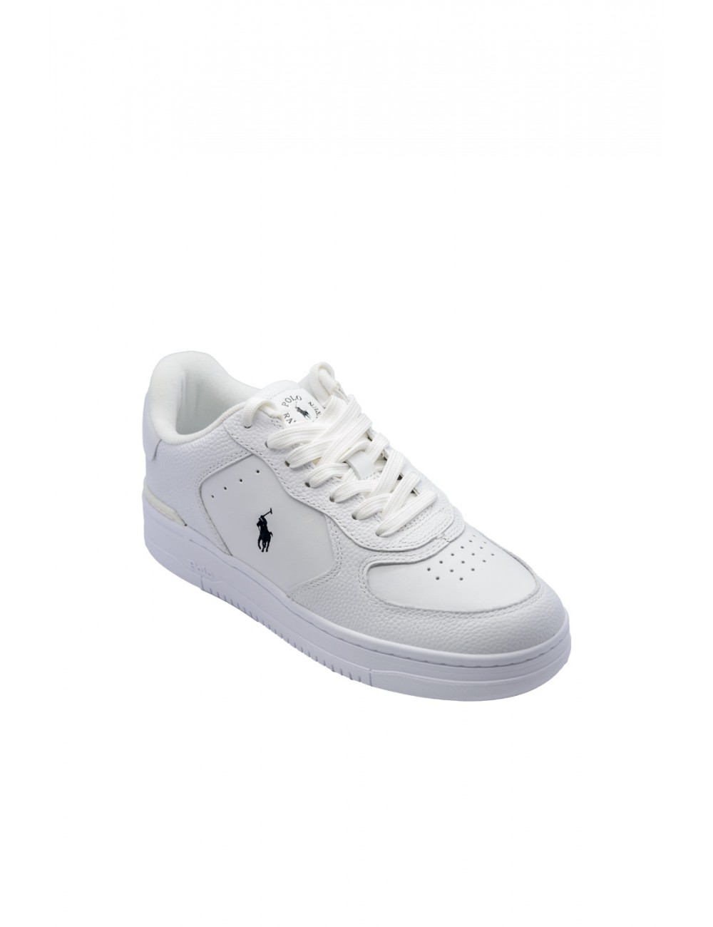 scarpe polo ralph lauren UOMO BIANCHE WH/WH/BKPP - MASTERS CRT-SK-LTL vista laterale