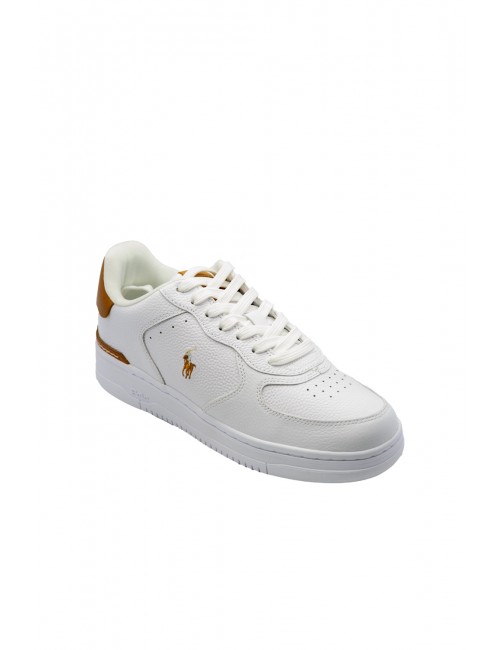 scarpe polo ralph lauren UOMO BIANCHE E CUOIO WHITE/TAN - MASTERS CRT-SK-LTL vista frontale