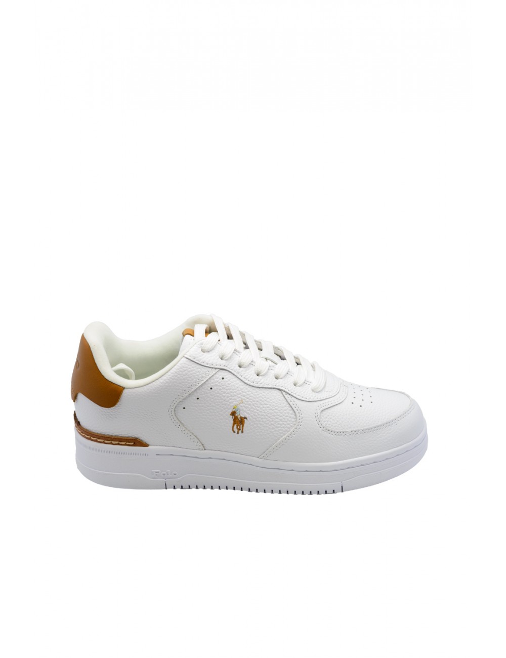 scarpe polo ralph lauren UOMO BIANCHE E CUOIO WHITE/TAN - MASTERS CRT-SK-LTL vista laterale