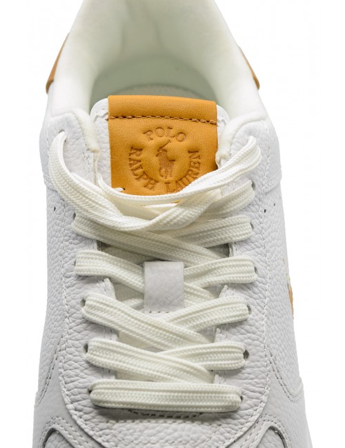 scarpe polo ralph lauren UOMO BIANCHE E CUOIO WHITE/TAN - MASTERS CRT-SK-LTL vista dettaglio