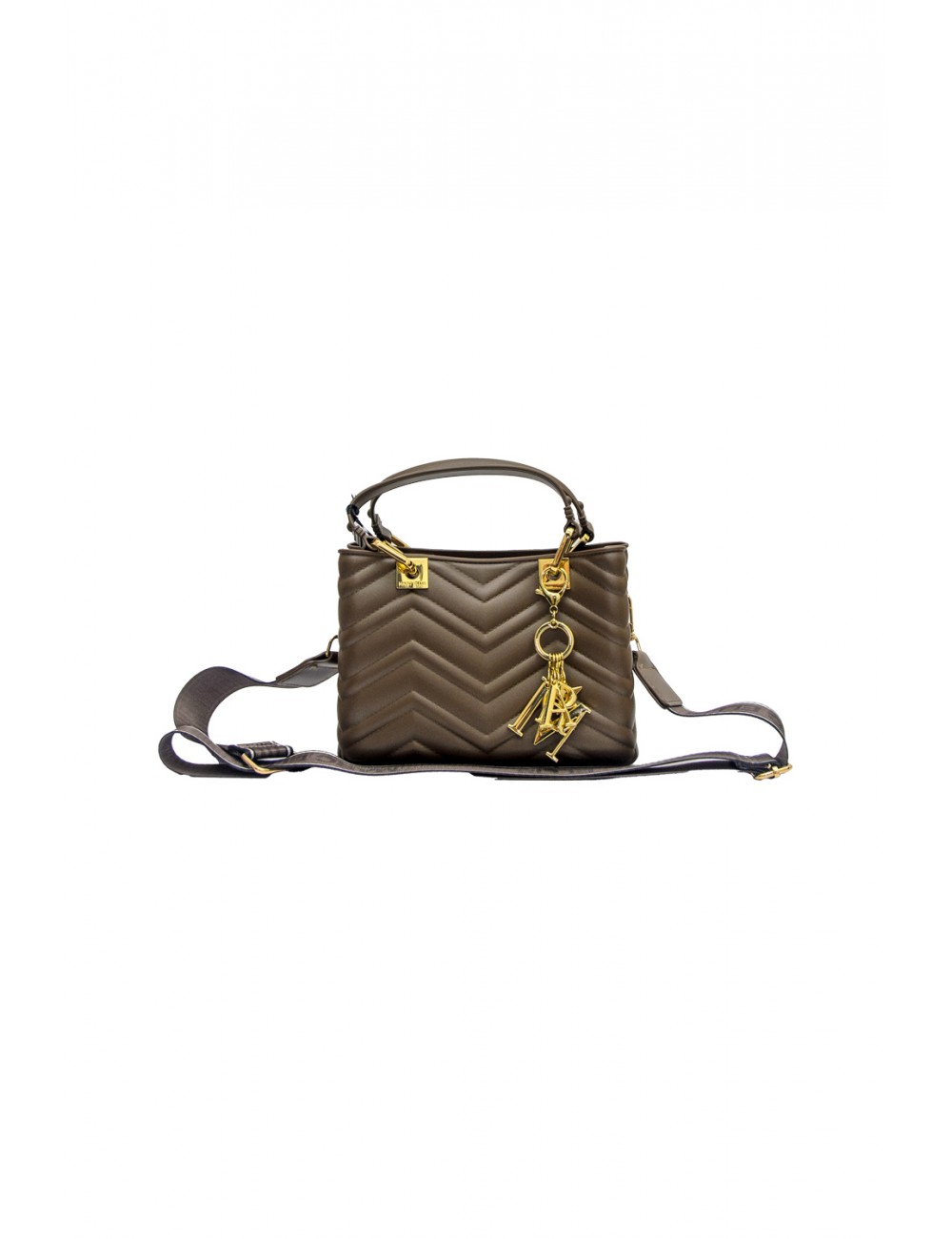 borsa marc ellis DONNA MARRONE E ORO COCOA/ LIGHT GOLD - FLAT KRISSY M WAVE_25 vista frontale