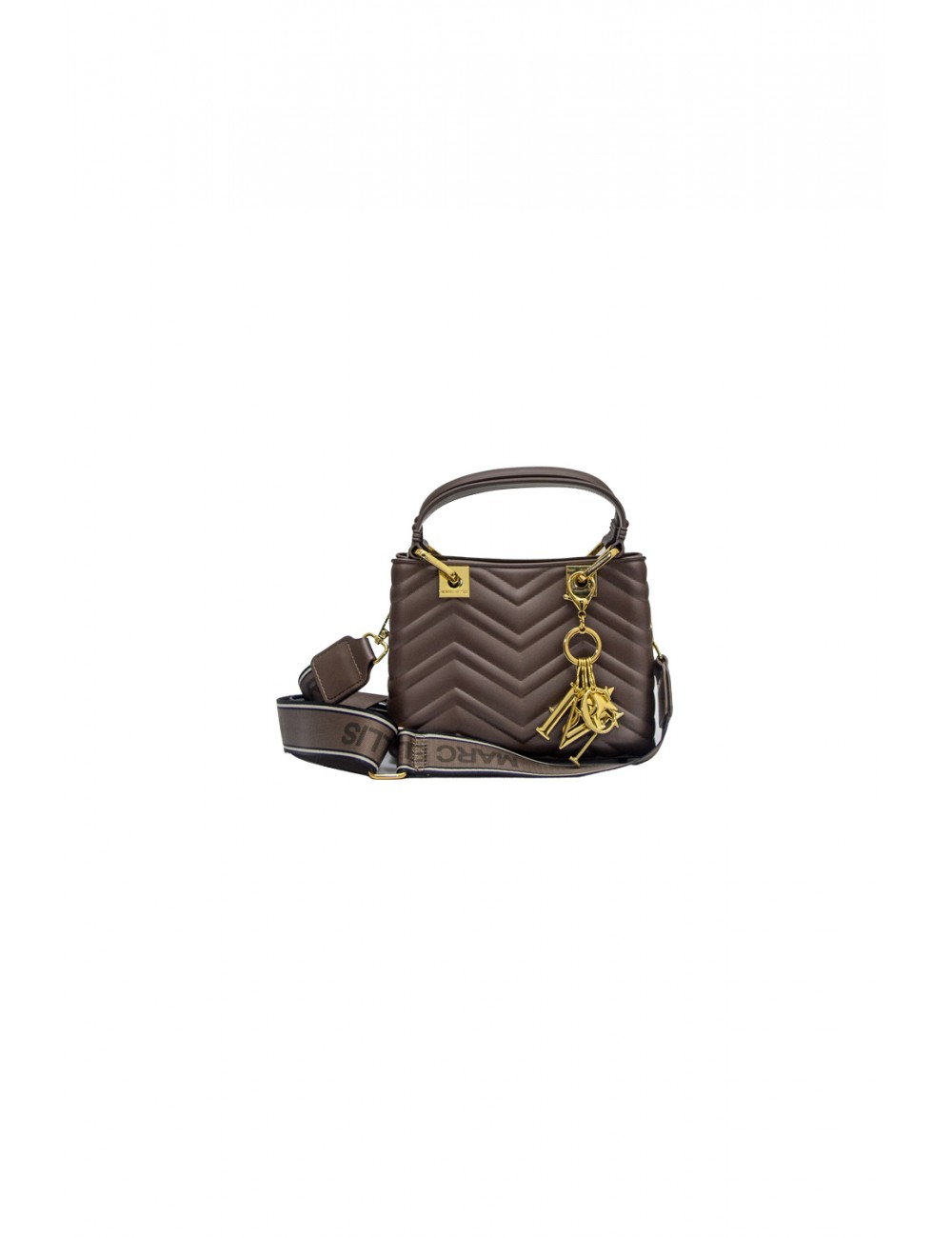 borsa marc ellis DONNA MARRONE E ORO COCOA/ LIGHT GOLD - FLAT KRISSY S WAVE_25 vista frontale