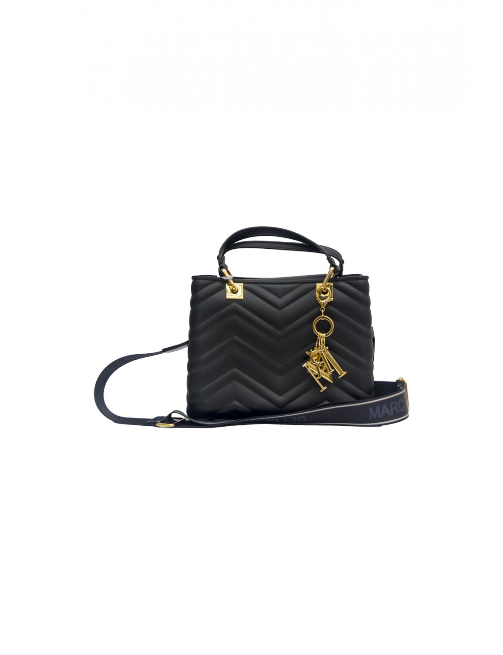borsa marc ellis DONNA BLACK E LIGHT GOLD - FLAT KRISSY M WAVE_25 vista frontale