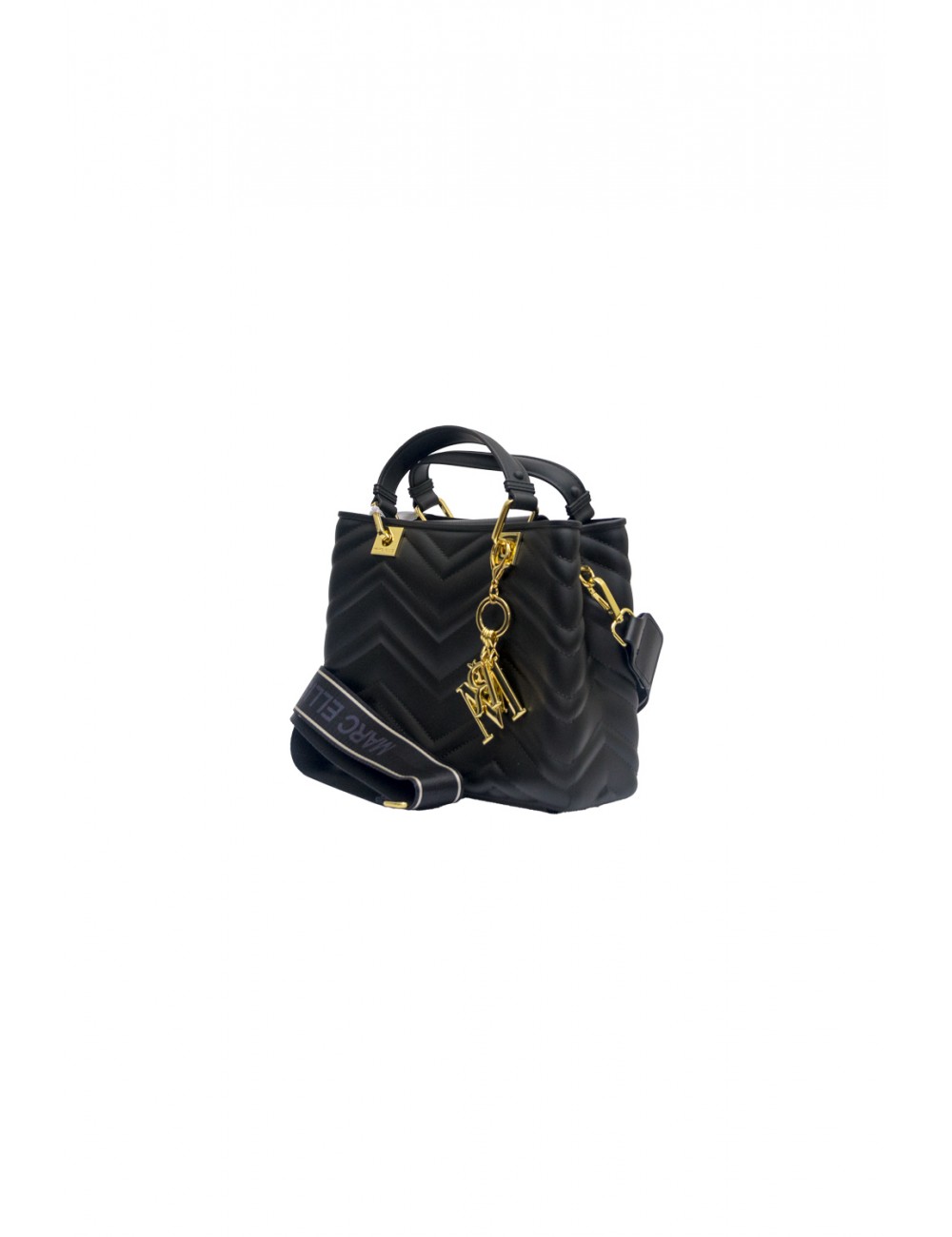 borsa marc ellis DONNA BLACK E LIGHT GOLD - FLAT KRISSY M WAVE_25 vista frontale