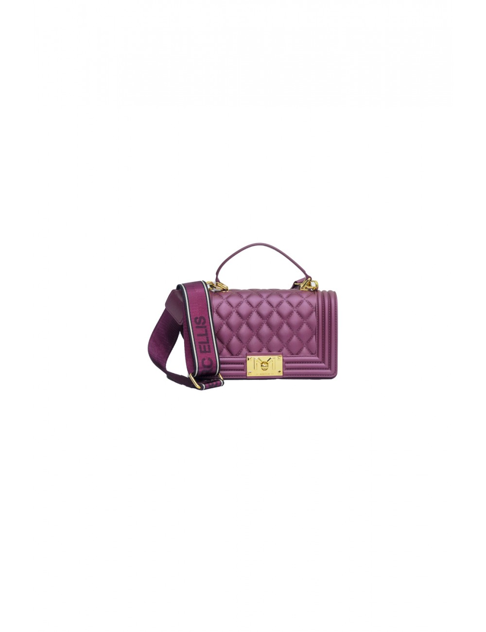 borsa marc ellis DONNA PORPORA SCURO E ORO PURPLE/LIGHT GOLD - FLAT SQUARE S vista frontale