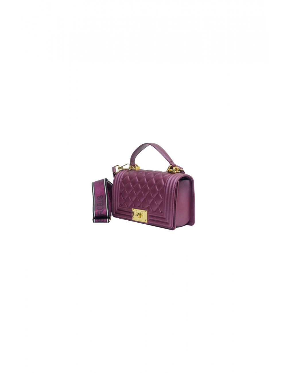 borsa marc ellis DONNA PORPORA SCURO E ORO PURPLE/LIGHT GOLD - FLAT SQUARE S vista frontale