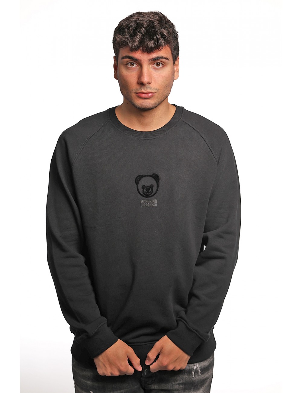felpa moschino UOMO NERA 0555 - V1A1707 - 4418 vista frontale