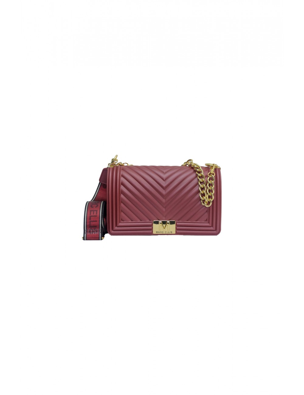 borsa marc ellis DONNA ROSSA E ORO RUBINO/LIGHT GOLD - FLAT M_25 vista frontale