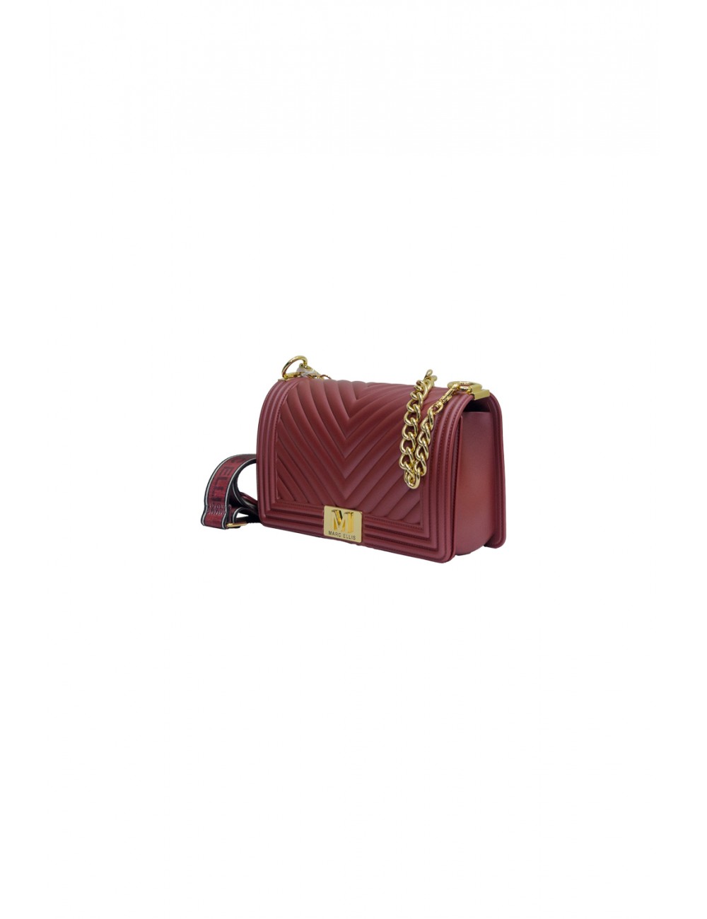 borsa marc ellis DONNA ROSSA E ORO RUBINO/LIGHT GOLD - FLAT M_25 vista frontale