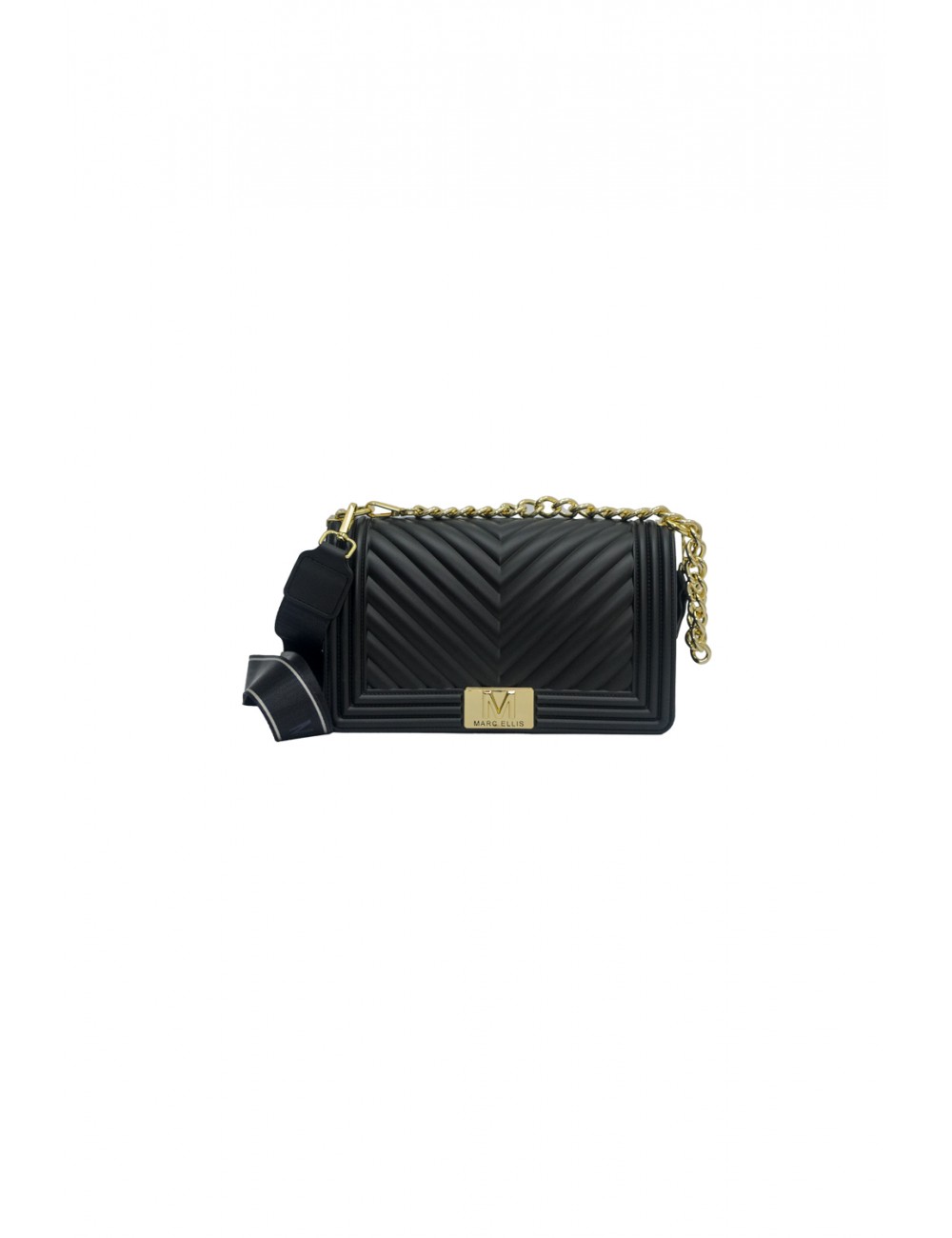 borsa marc ellis DONNA BLACK E LIGHT GOLD - FLAT M_25 vista frontale