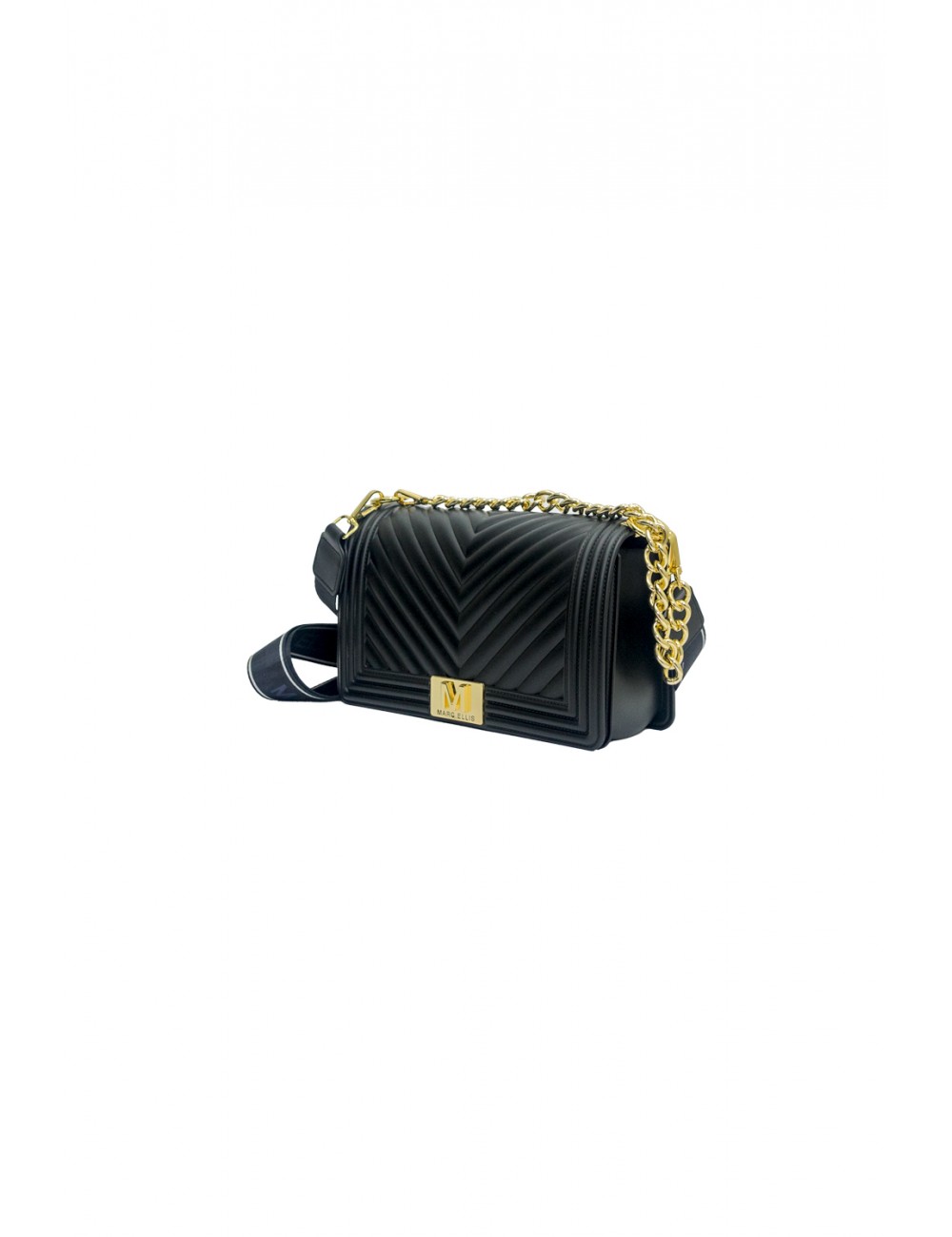 borsa marc ellis DONNA BLACK E LIGHT GOLD - FLAT M_25 vista frontale