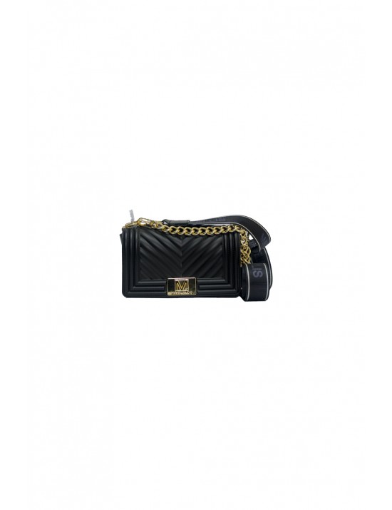 borsa marc ellis DONNA BLACK E LIGHT GOLD - FLAT S_25 vista frontale
