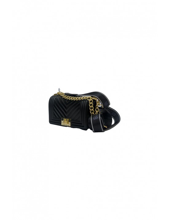 borsa marc ellis DONNA BLACK E LIGHT GOLD - FLAT S_25 vista frontale