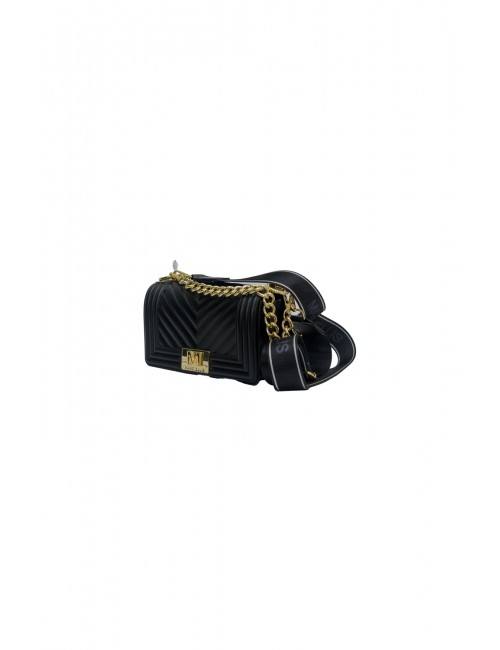 borsa marc ellis DONNA BLACK E LIGHT GOLD - FLAT S_25 vista laterale