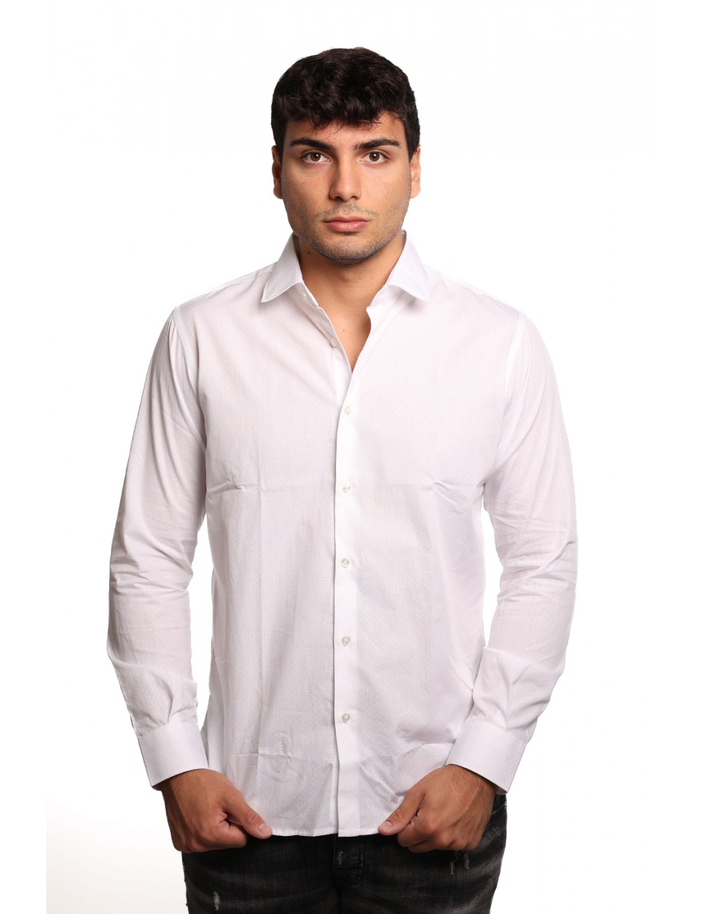 camicia alessandro lamura UOMO BIANCA 124 - TEAM600 vista frontale