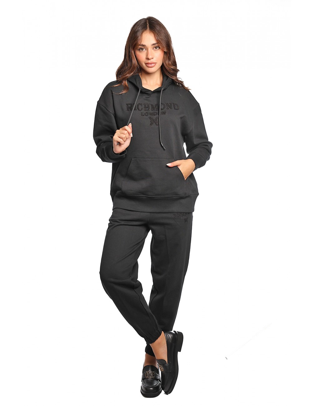 pantalone tuta john richmond DONNA BLACK - UWA25010PA  vista completo frontale