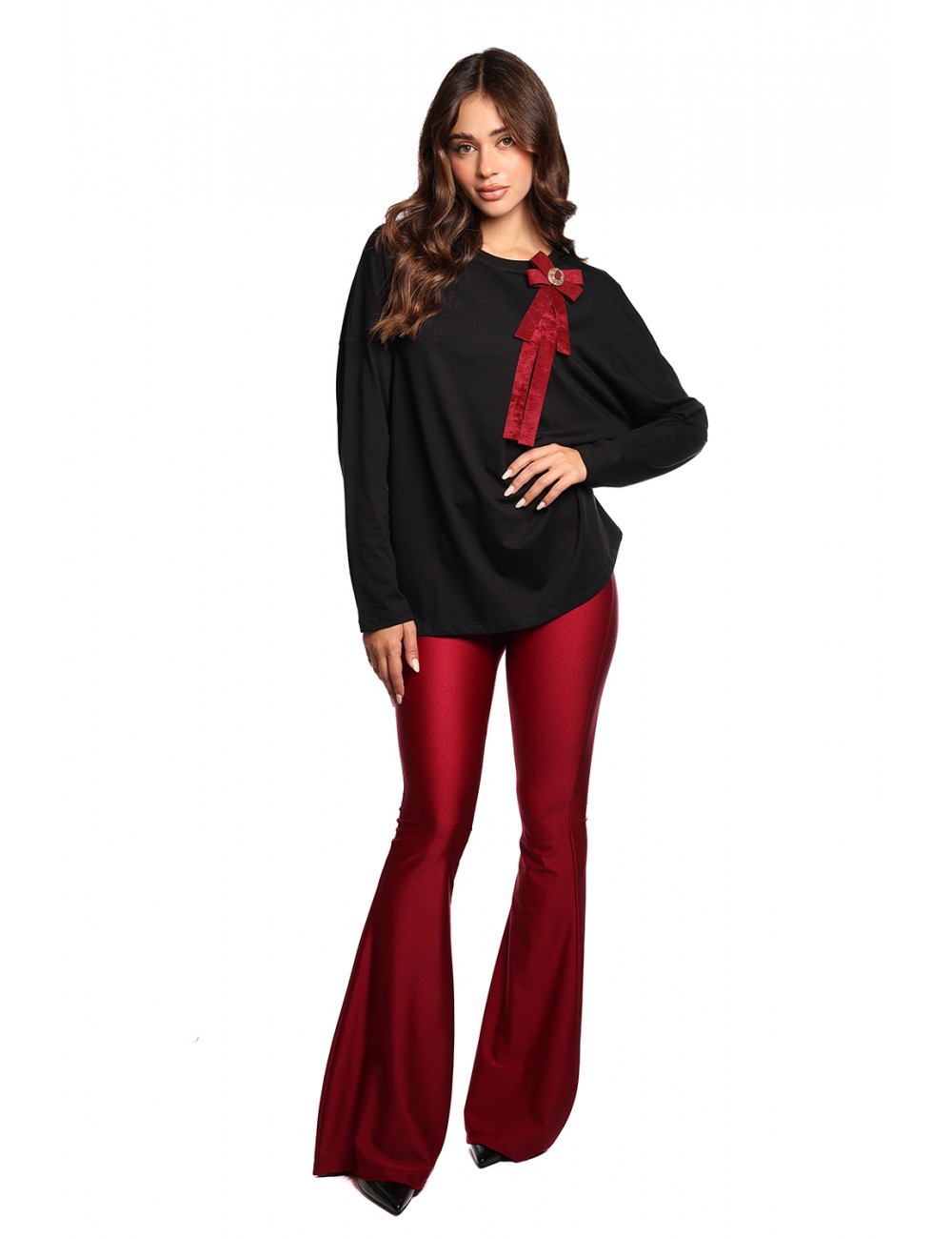 pantalone a zampa kostumn°1 DONNA BORDEAUX - KI2508 vista completo frontale