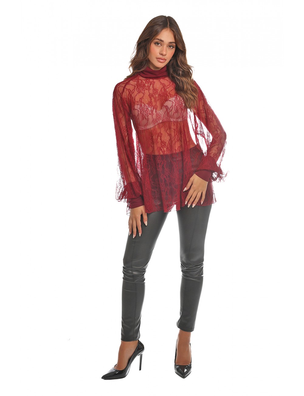 blusa kostumn°1 DONNA BORDEAUX - KI25139 vista completo frontale