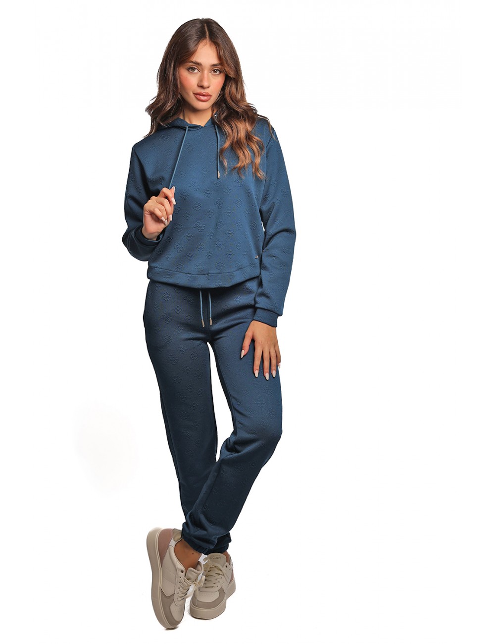 felpa guess DONNA BLU PETROLIO FBBO - V5YQ04KBSL2 vista completo frontale