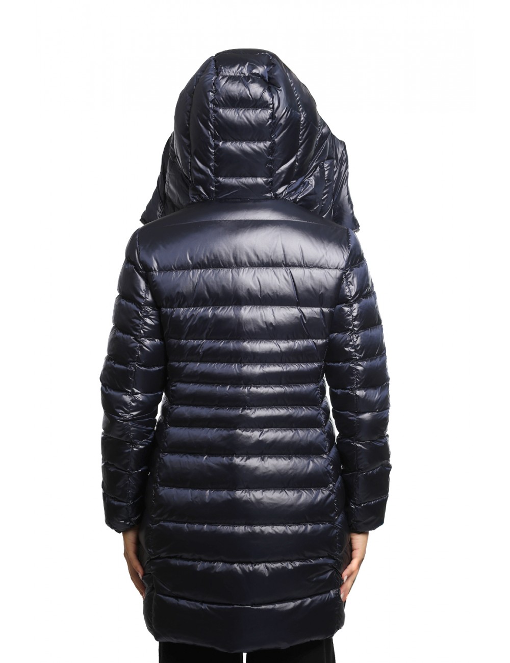 giubbino lungo reversibile ADD DONNA NERO E BLU C1527 BLACK+PACIFIC BLUE - 12AWHE33 vista posteriore blu