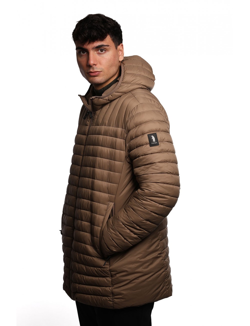 giubbino lungo reversibile refrigue UOMO  BEIGE TAUPE - 2811O00150 - FINN vista laterale trapuntata