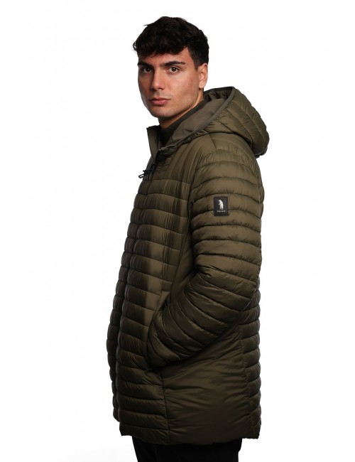 giubbino lungo reversibile refrigue UOMO VERDE MILITARY - 2811O00150 - FINN vista laterale trapuntata