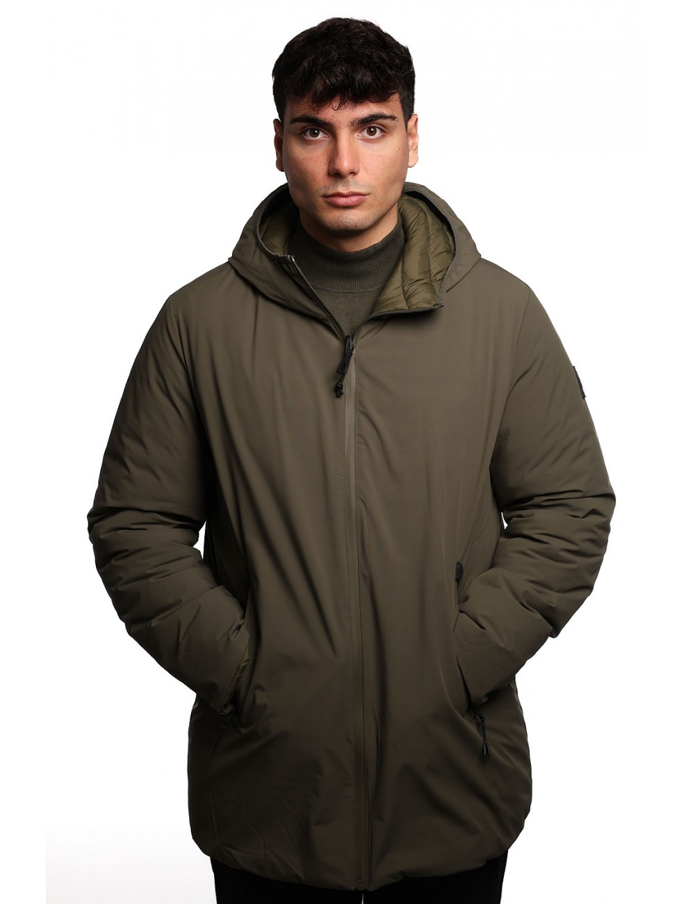 giubbino lungo reversibile refrigue UOMO VERDE MILITARY - 2811O00150 - FINN vista frontale liscia