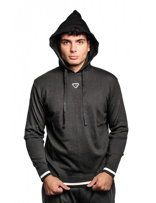 maglioncino maison 9 paris UOMO NERO - M9ML1337 vista frontale cappuccio