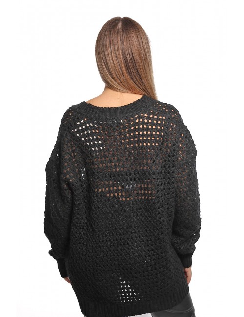 cardigan jijil DONNA 0002 NERO - JPI25MK023 vista posteriore