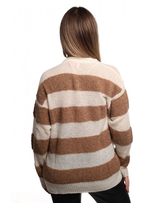 cardigan sun68 DONNA BEIGE E PANNA 1731 DESERTO/BIANCO PANNA - K45265 vista posteriore